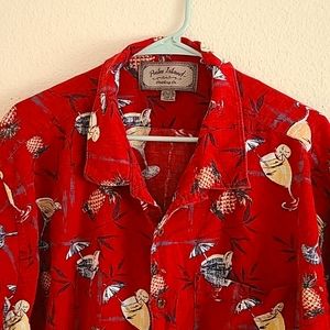 Palm Island Hawaiian Shirt Tropical Cocktail Cruise Resort Shirt Men's XXL Red